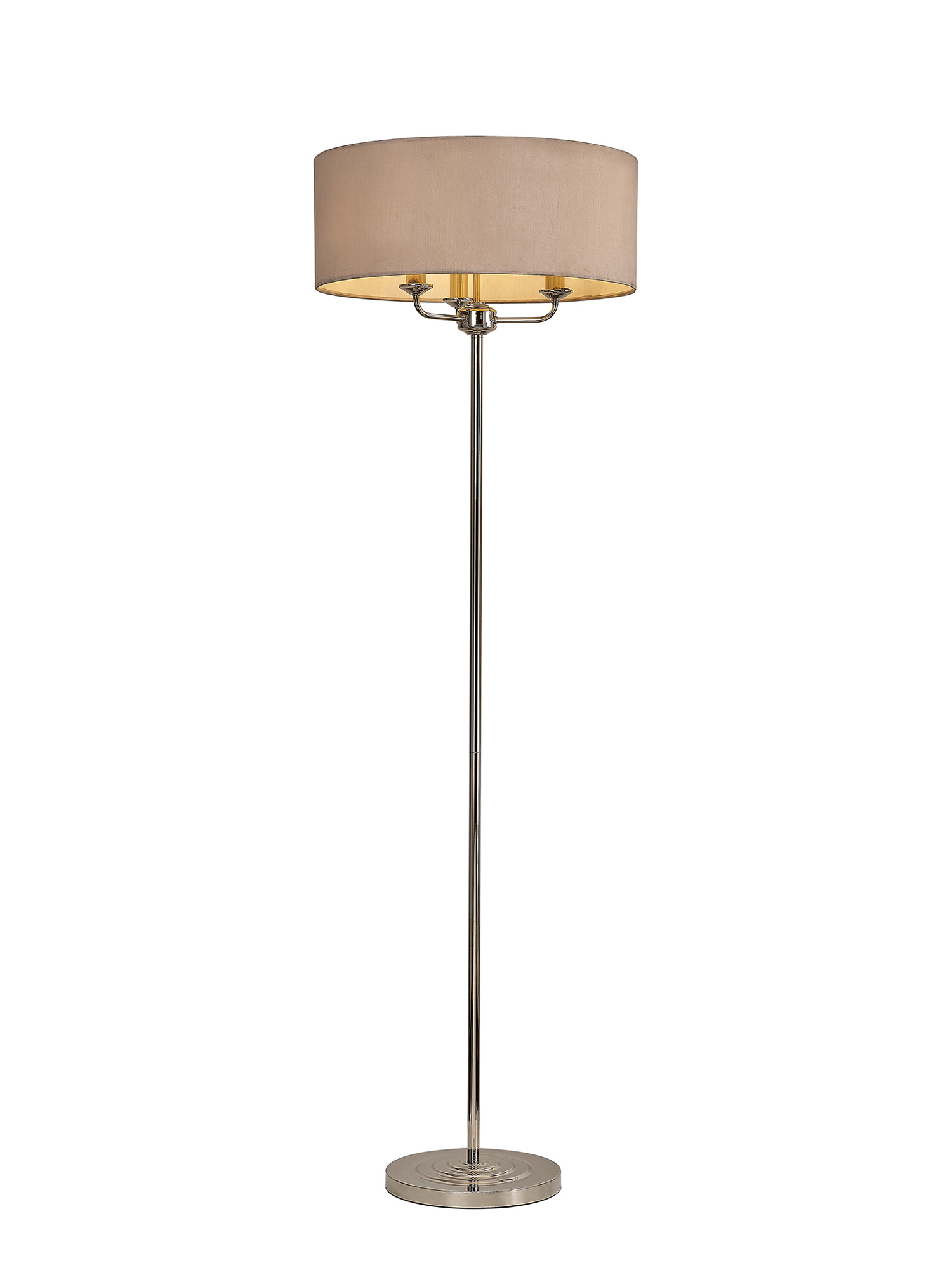 DK0896  Banyan 45cm 3 Light Floor Lamp Polished Nickel; Nude Beige